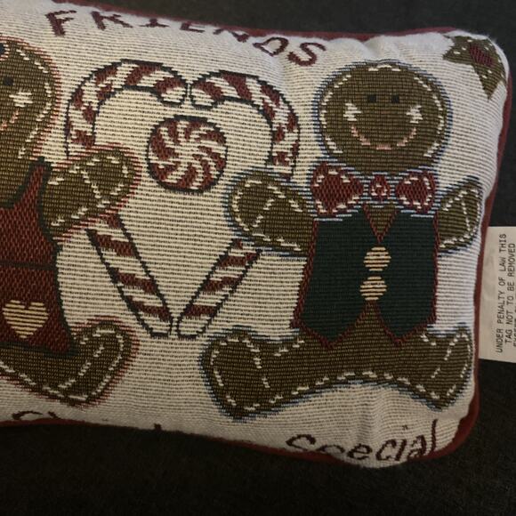 Tapestry Gingerbread Boy Girl Friends Make Christmas Special Throw Pillow 12 x 8 - Picture 6 of 7